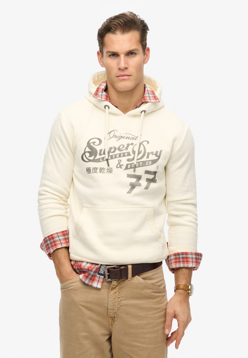 Superdry & Co LEATHER & BOOT CO SCRIPT  - Hættetrøje - cream