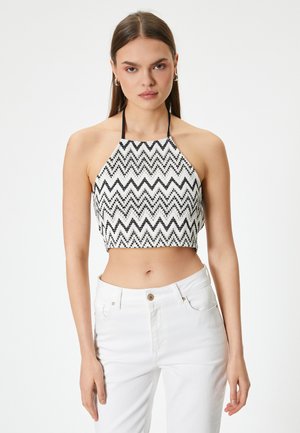 Koton HALTER NECK CROP - Blusa - black