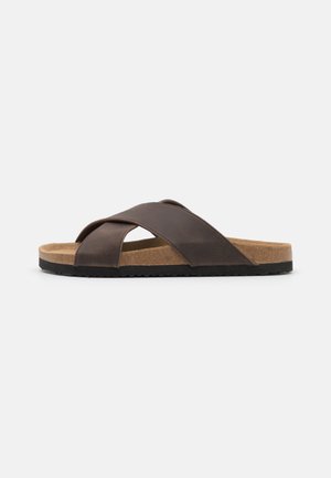 LEATHER UNISEX - Slippers - brown