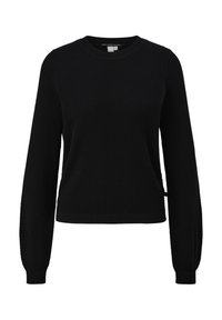 QS MIT DOBBY STRUKTUR - Strickpullover - schwarz