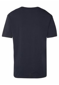 Korte mouwen, marineblauwe katoenen T-shirt met een ronde hals en een rechte snit, met een gladde stofstructuur en zonder zichtbare graphics.