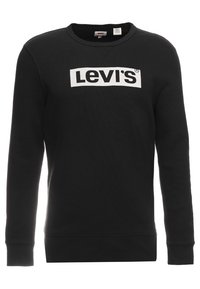 Sudadera negra hecha de una mezcla de algodón, con un logo blanco de Levi's en la parte frontal, cuello redondo y puños y dobladillo acanalados.