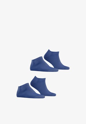 Chaussettes basses de couleur bleu marine unie, confectionnées dans un matériau doux et extensible, avec une bordure côtelée et un design sans coutures aux orteils.