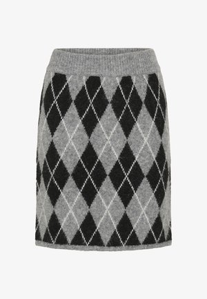 Kaffe, KASIMONE KNIT SKIRT - Jupe trapèze - black gm white argyle
