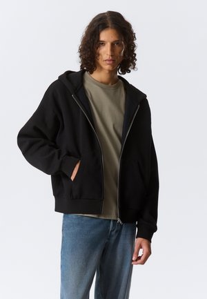 LOOSE ZIP HOODIE - Zip-up sweatshirt - black