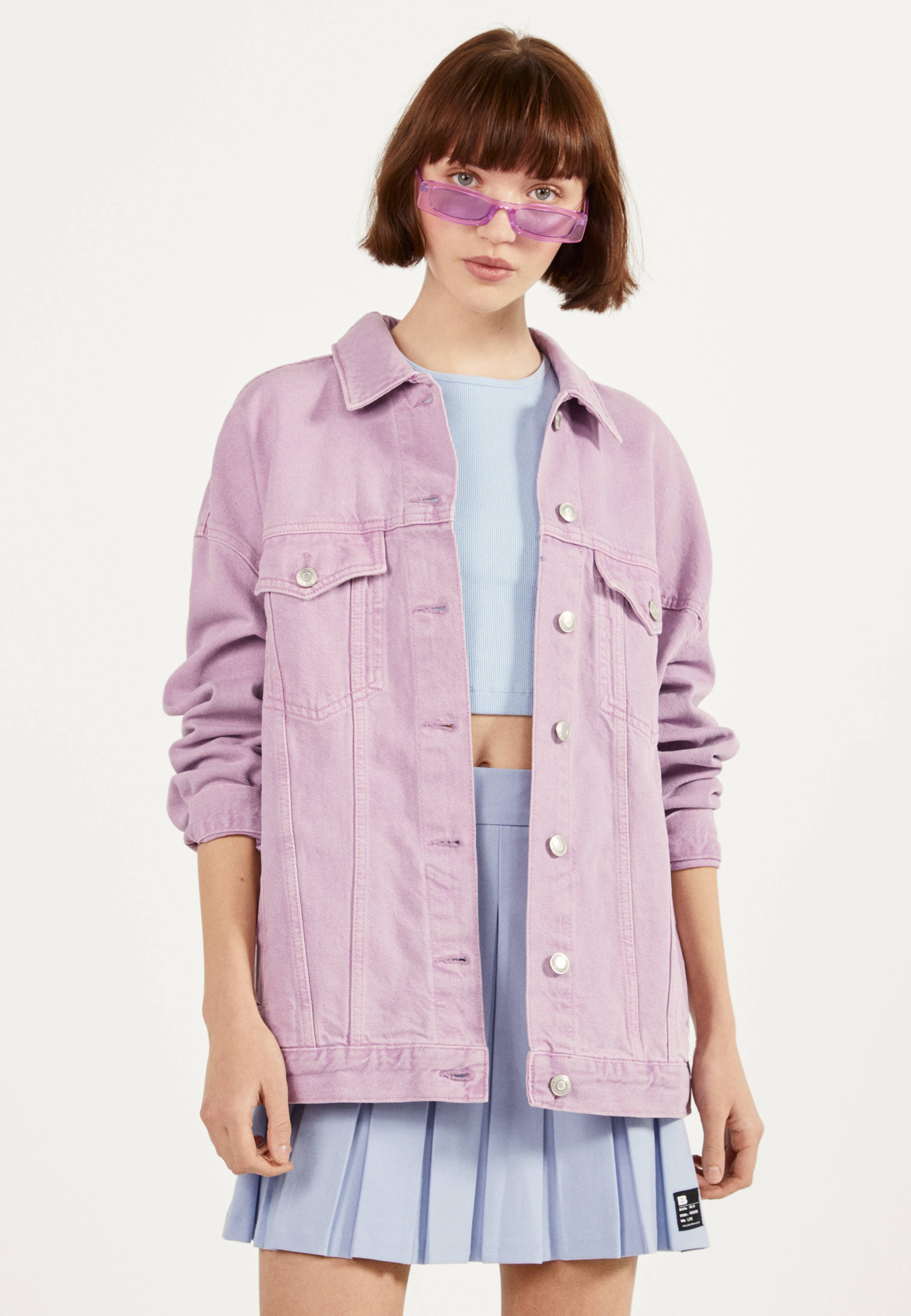Veste en jean mauve Outlet