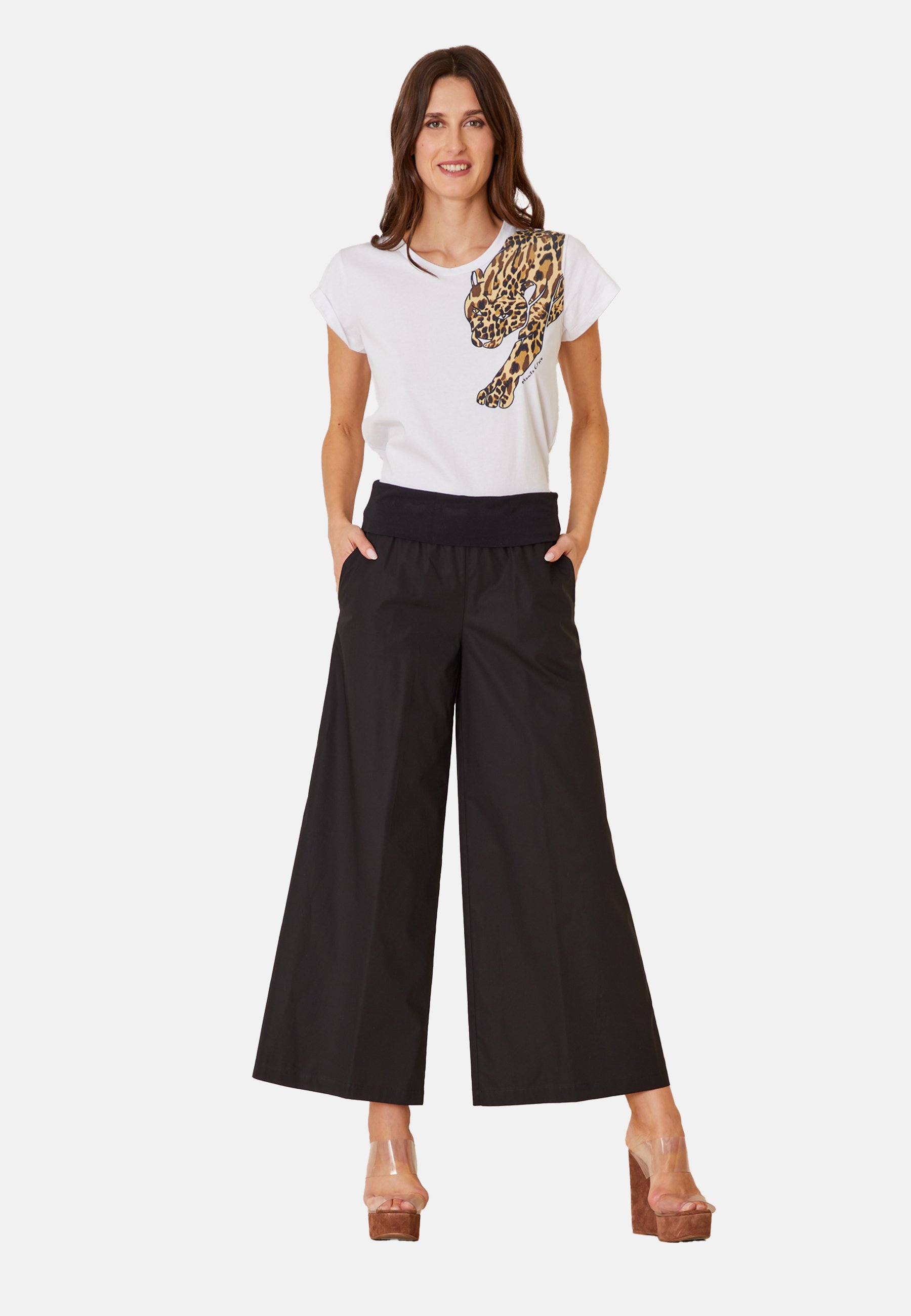 Manila Grace Pantaloni nero/nero-screziato