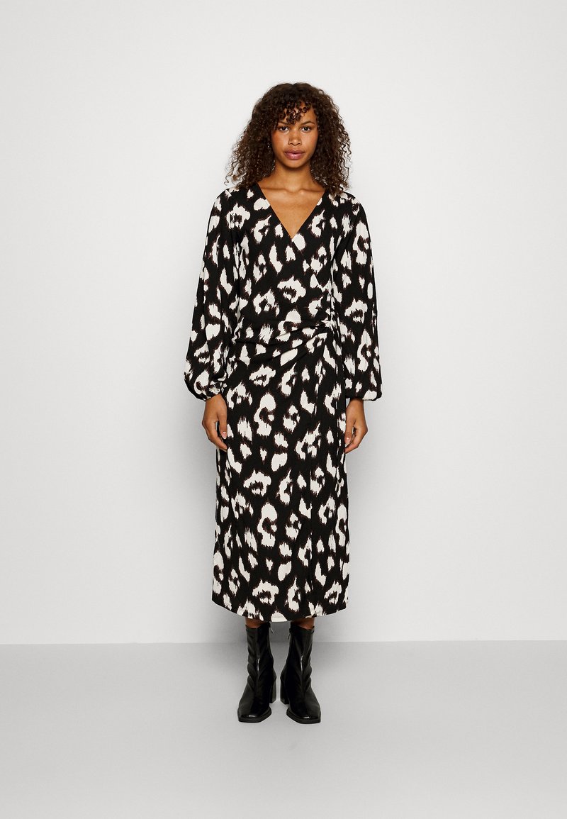 VILA Tall VIPEFFI PERRY WRAP MIDI DRESS - Φόρεμα ημέρας - black aop:perry