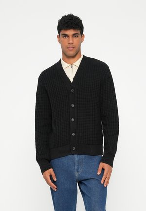 SLHTOM STRUCTURE V NECK CARDIGAN - Vest - black