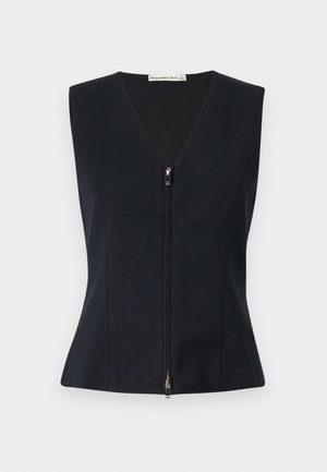 Abercrombie & Fitch Tailored Zip Vest - Waistcoat - black beauty