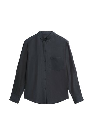 Massimo Dutti, Stand collar blazer - Button-down blouse - mottled dark blue