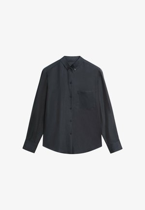 Massimo Dutti, Stand collar blazer - Button-down blouse - mottled dark blue