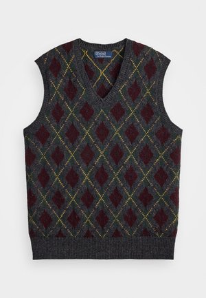 ARGYLE WOOL-CASHMERE SWEATER VEST - Pulover - charcoal