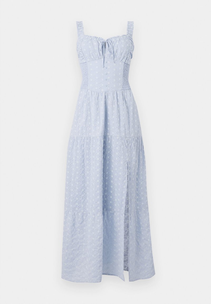 hollister blue maxi dress Hollister Sofia Hollister Summer Dress Hollister Side Smocked Maxi Dress  With Side Split In Blue ASOS