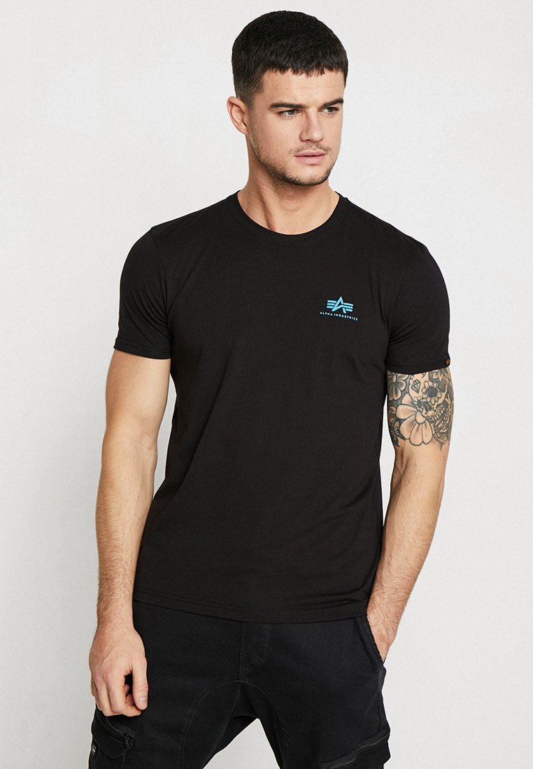 Alpha Industries SMALL LOGO - T-Shirt basic - black/blue