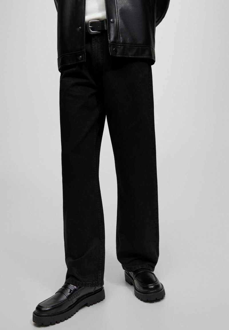 PULL&BEAR WIDE LEG Jeans relaxed fit mottled black/svartmelerad