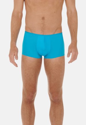 Boxer da uomo turchesi realizzati in un materiale elastico, con una finitura liscia e un design aderente con una vita media.