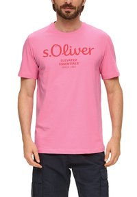 s.Oliver MIT GROSSEM LABEL - T-shirt print - rosa
