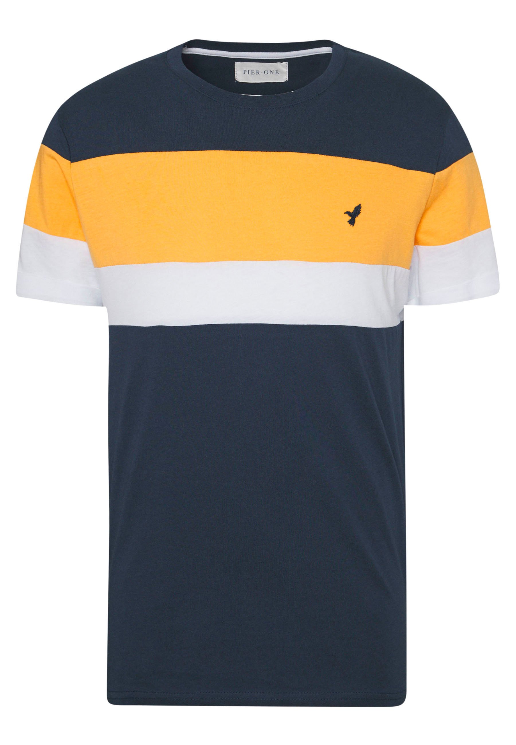 Pier One COLOUR BLOCK EMBROIDERY T-SHIRT - Print T-shirt - dark