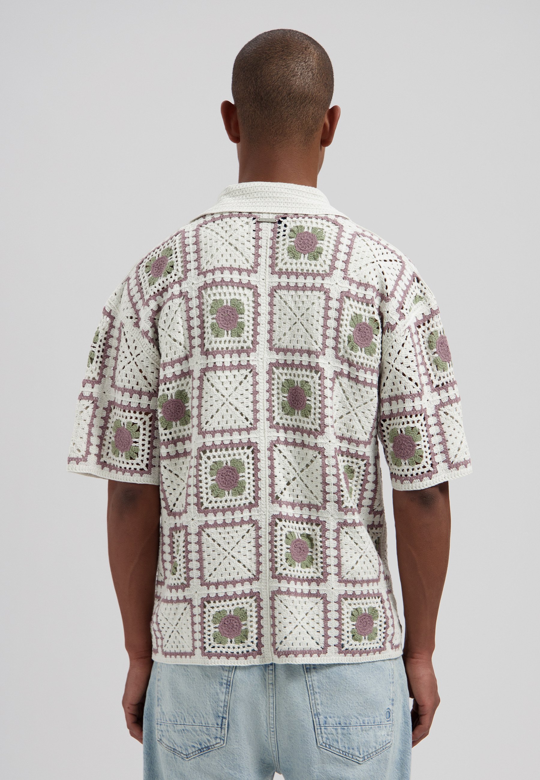 Dstrezzed SHANE CROCHET SHIRT - Shirt - silver birch/light grey