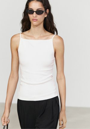 Massimo Dutti, COTTON BLEND CAMISOLE TOP - Top - white