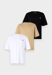 JJSCRIPT BRADLEY TEE CREW NECK 3 PACK - Tricou cu imprimeu - black/white/coriander