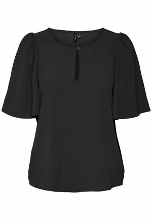 Must must soe kerge kanga, millel on ümar kaelus, lühikesed varrukad, väike nööp ja võtmeaugu lõige keskel ees.