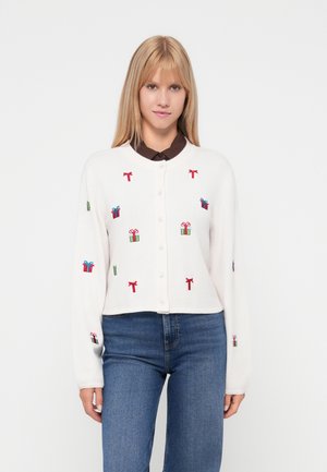 OBJTHESS SLEEVE CARDIGAN - Cardigan - white sand