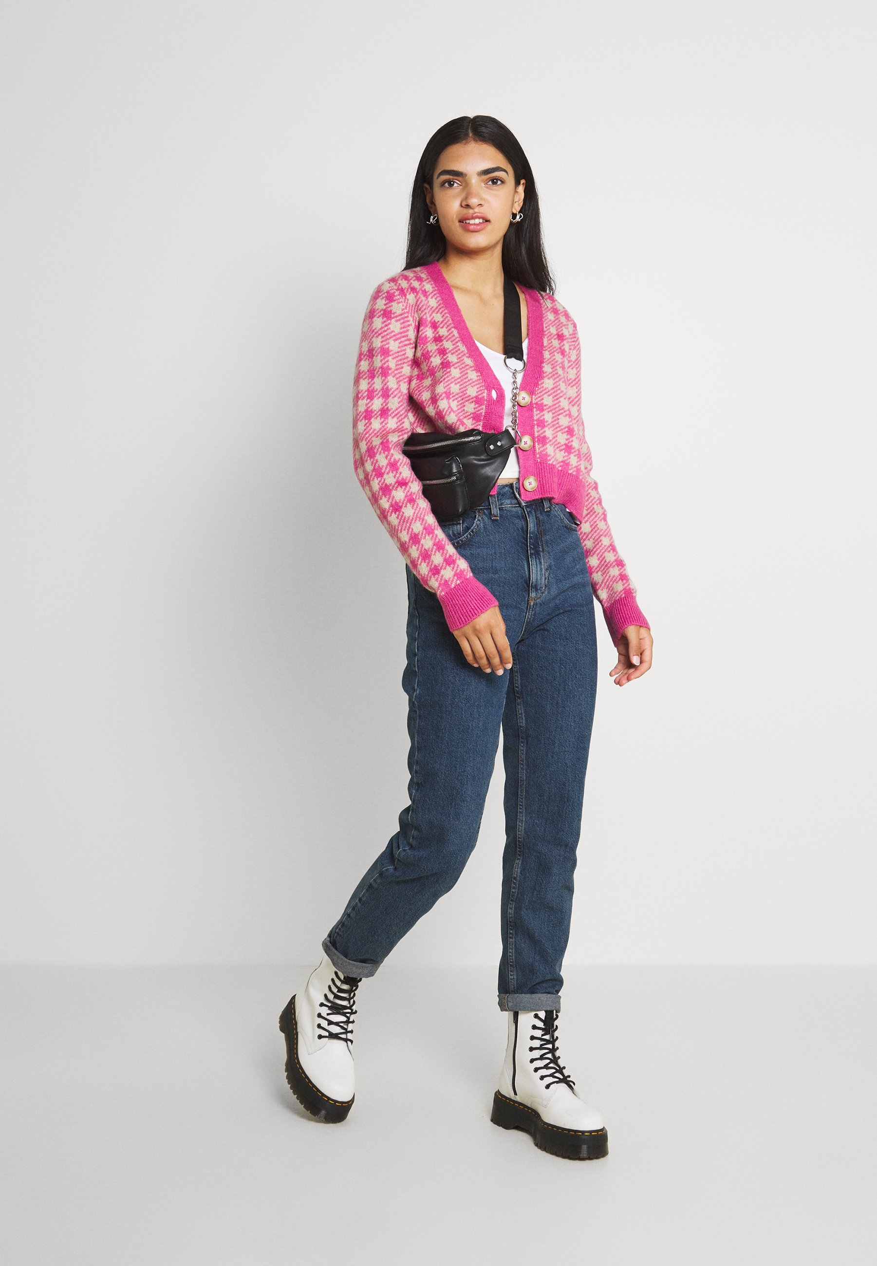 Damen VICHEKINA CARDIGAN - Strickjacke - natural melange/pink Damen VICHEKINA CARDIGAN - Strickjacke - natural melange/pink