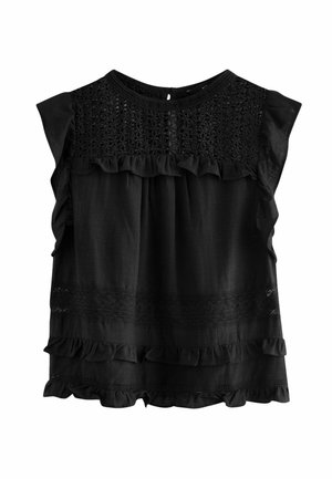 FRILL SLEEVE REGULAR FIT - Bluse - black