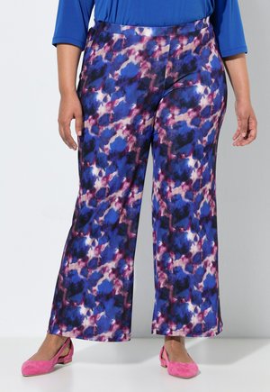 Ulla Popken, MATTE JERSEY WATERCOLOR ELASTIC WAIST PANTS - Bukser - black