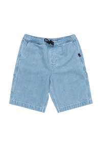 Svetlomodré rifľové šortky s elastickým pásom, nastaviteľnou šnúrkou a dvoma bočnými vreckami. Obsahujú aj bočné cargo vrecko.