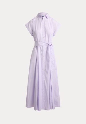 STRIPED BELTED COTTON DRESS - Φόρεμα πουκάμισο - purple/white
