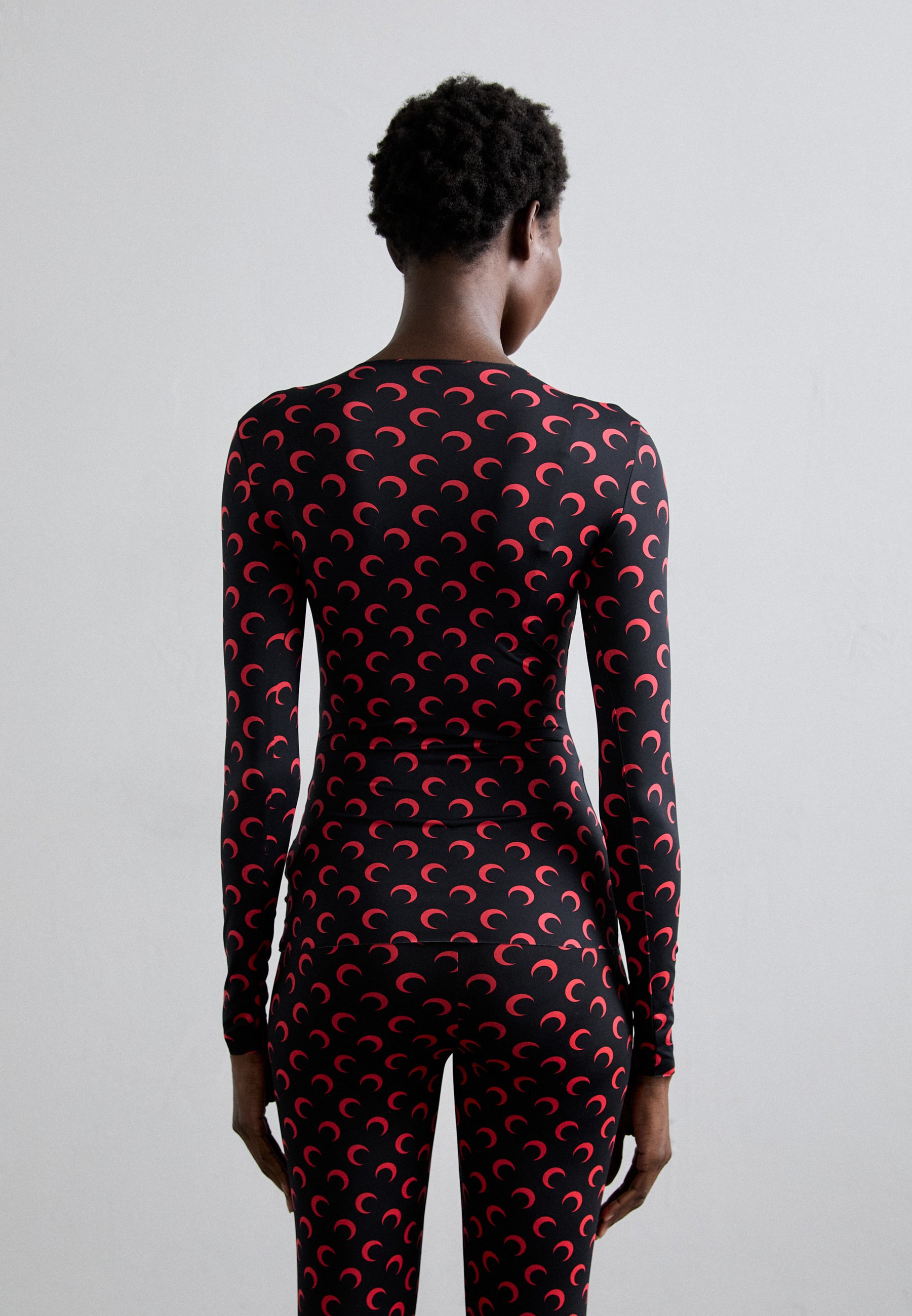 MARINE SERRE セカンドスキン ムーントップ Black/Red MARINE SERRE Long sleeved top - black/red/black - Zalando.co.uk