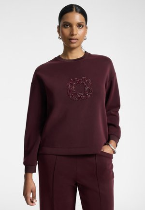 Elena Mirò, FELPA CON RICAMO MONOGRAM - Sweatshirt - bordeaux