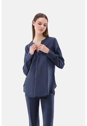 Bluse - blau rot rose