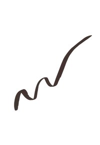 Pennellata curva di marrone scuro su uno sfondo bianco, caratterizzata da linee morbide e vari spessori, che suggerisce un'espressione artistica.