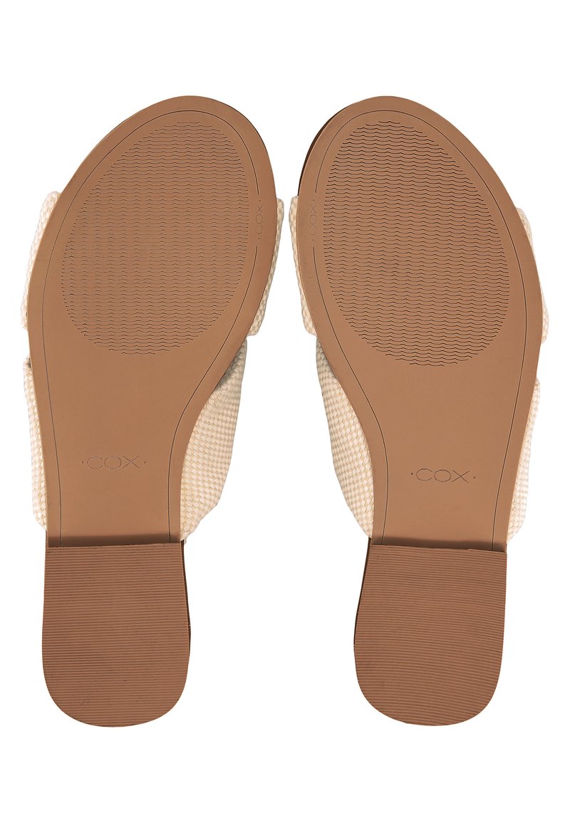 Damen Flache Pantoletten | COX Pantolette flach weiß/offwhite - NK79627 Damen Flache Pantoletten | COX Pantolette flach weiß/offwhite - NK79627