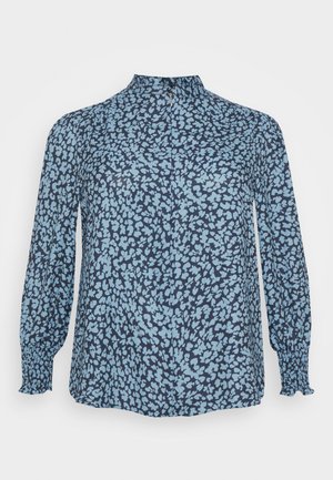 ZIP FRONT FRILL NECK BLOUSE - Blouse - blue