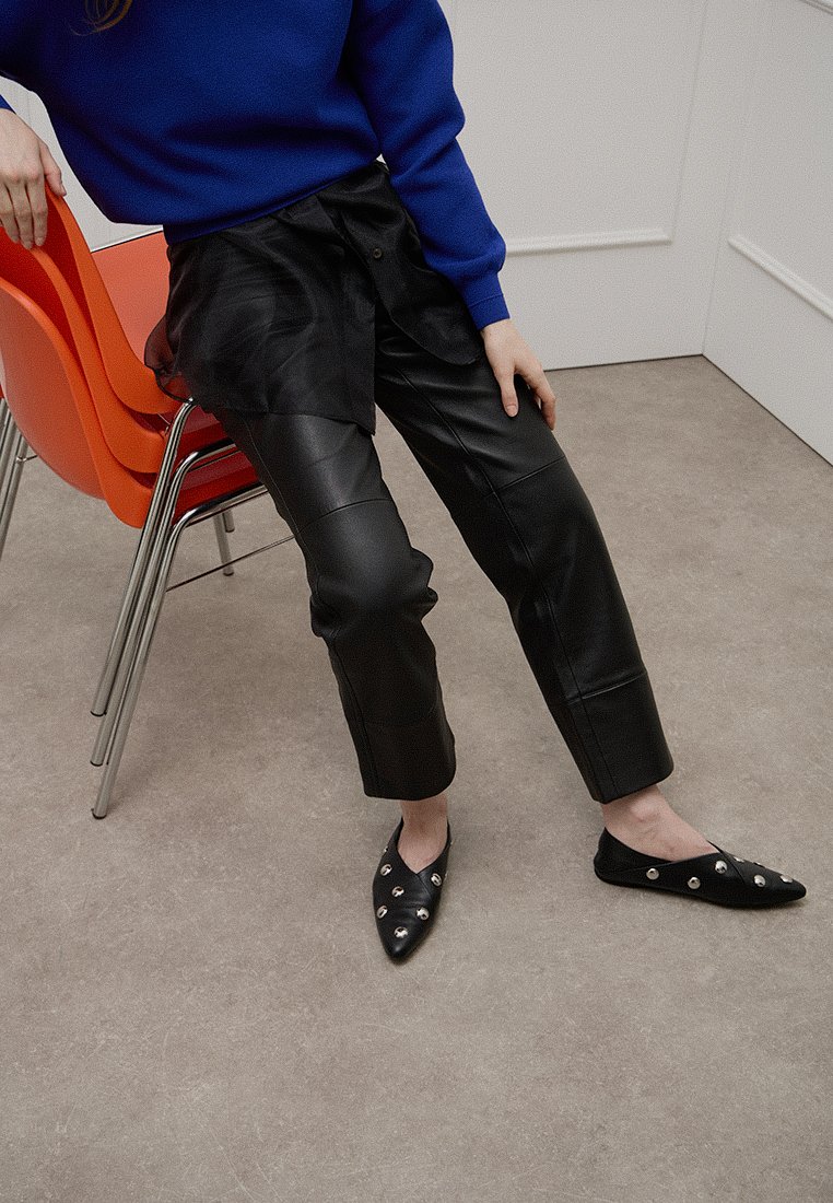 Scotch & Soda Leren broek zwart