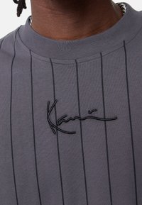 Karl Kani SMALL SIGNATURE WASHED PINSTRIPE TEE UNISEX - Triko s potiskem - grey