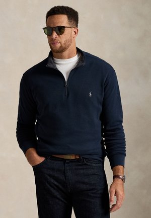 LUXURY JERSEY QUARTER ZIP PULLOVER - Ilgarankovis viršutinės dalies drabužis - aviator navy