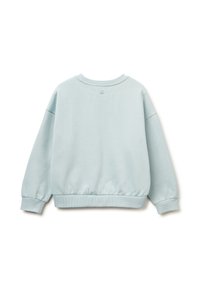 Felpa azzurra chiara con vestibilità comoda, polsini e orlo a costine. Presenta un collo rotondo e un sottile dettaglio del logo sul retro.