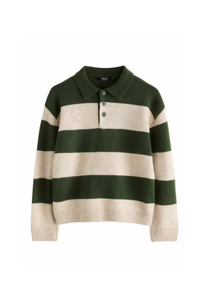 Next, STRIPE KNITTED RUGBY POLO SHIRT - Polo - green ecru