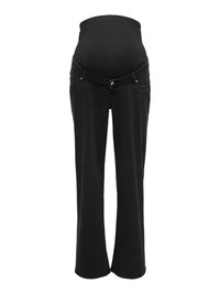 Jeans premaman neri con fascia elastica sopra la pancia, design a gamba dritta e classica struttura con cinque tasche. Tessuto in misto cotone.