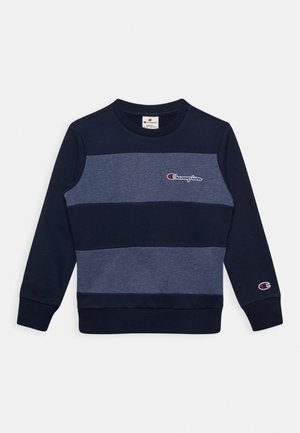 Sudadera a rayas en azul marino y gris oscuro, de algodón, con puños y dobladillo acanalados, con un pequeño logo bordado en el pecho.