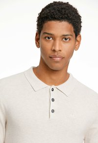 Lindbergh LONG SLEEVE  - Polo - off white mel