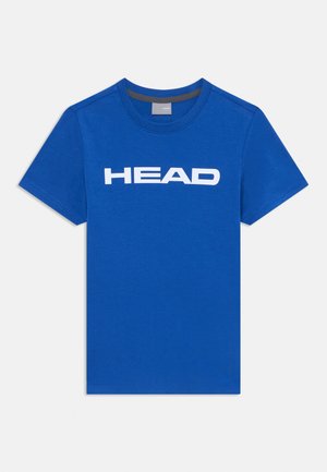 Zila īsām piedurknēm T-kreklā, kas izgatavots no kokvilnas, ar baltu "HEAD" logo krūšu daļā. Vienkāršs apļa kakla dizains ar gludu tekstūru.