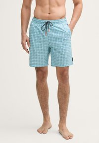 TOM TAILOR MIT PRINT - Fürdőnadrág - blue mint triangle design