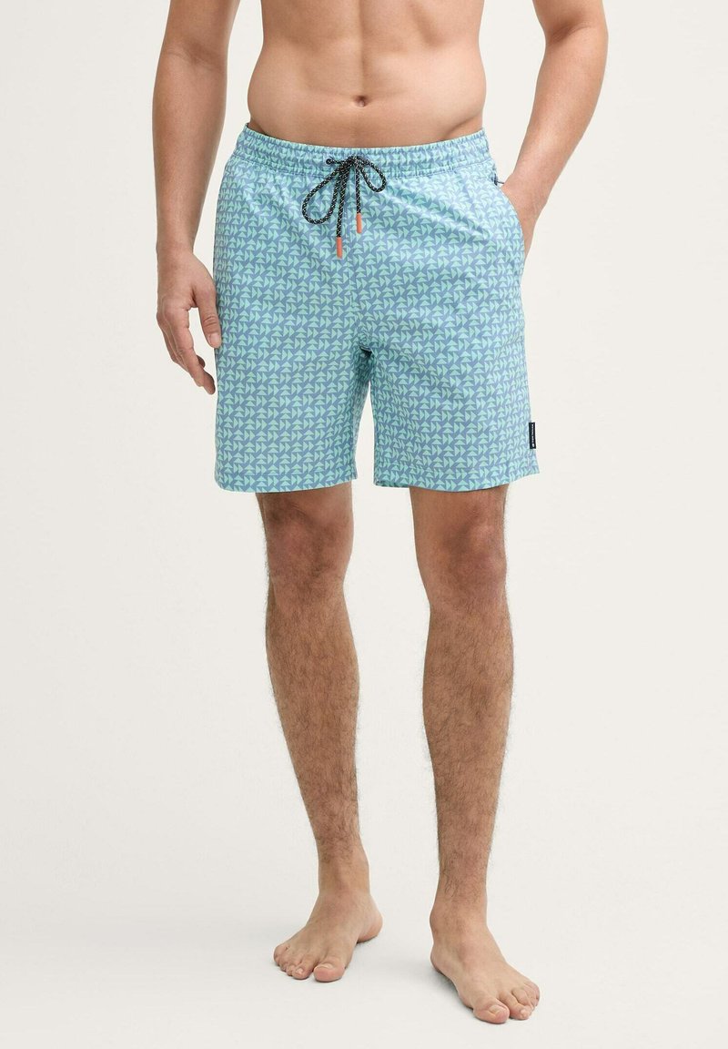 TOM TAILOR MIT PRINT - Zwemshorts - blue mint triangle design